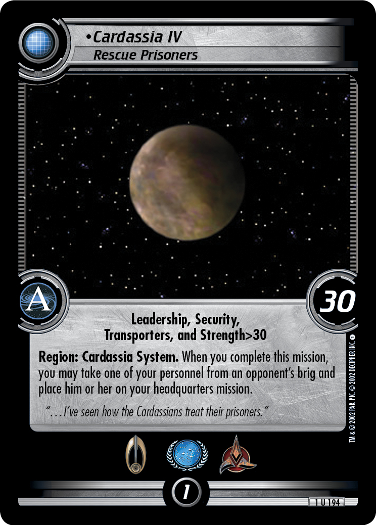 Cardassia IV, Rescue Prisoners (Errata version) Cardassia IV, Rescue Prisoners
